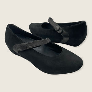 Wolky Daphne Hidden 2" Wedge Black Suede Leather Mary Jane Comfort Shoe 39 or 8